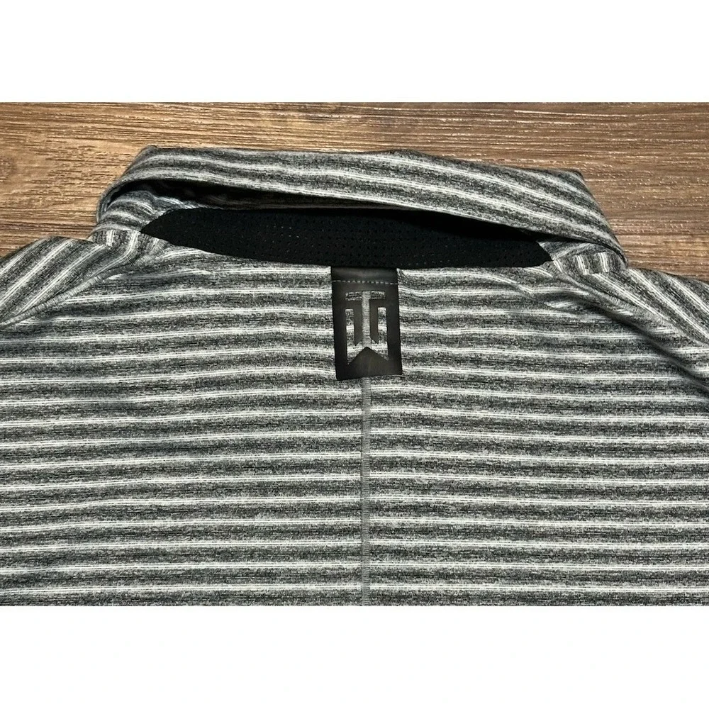 Nike Dri-FIT Tiger Woods Vapor Grey Striped Golf Polo Size L (BQ6722-010)